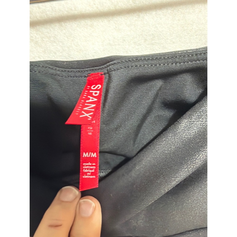 Spanx Faux Leather Leggings Black High Waist Shaping Skinny Pants Medium M - Picture 3 of 4